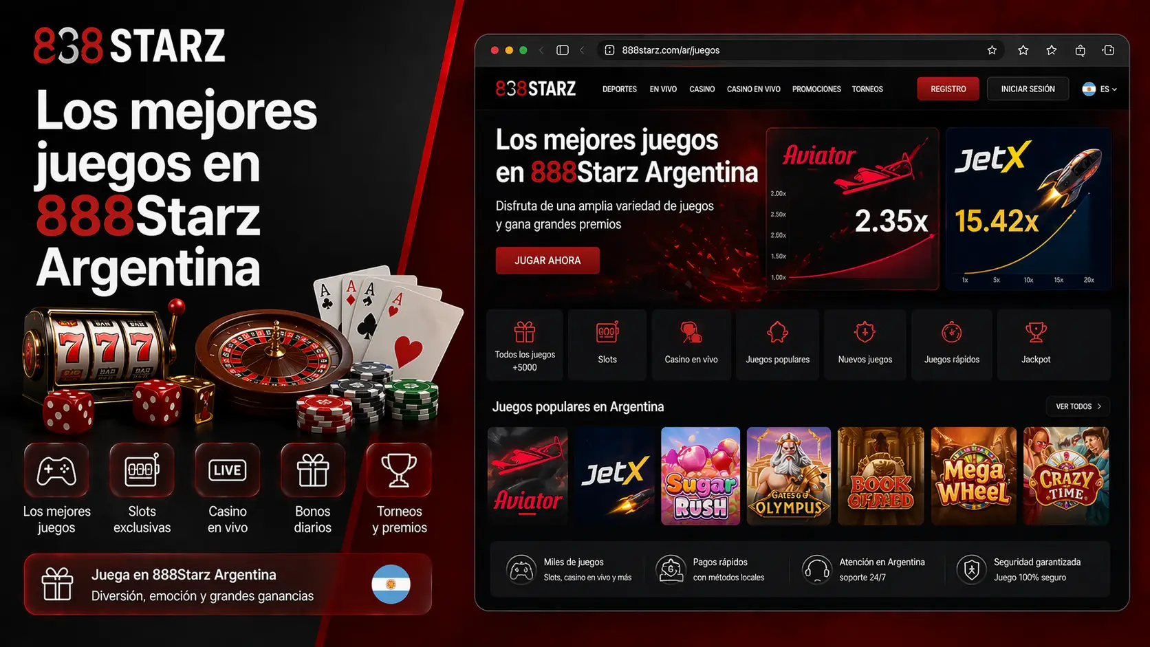 Los mejores juegos en 888Starz Argentina